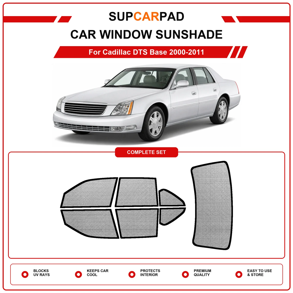 For Cadillac DTS Base 2000-2011 Pre‑Cut Auto Window Sunshade Anti‑UV Car Sun Visor Protector