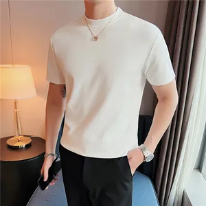 Autumn Winter Thickened Round Neck Short Sleeved T Shirt Men's Pure Cotton Korean Loose All Match Solid Bottoming Shirt Tees 4XL