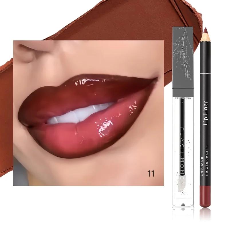 Hydraterende Lip Makeup Duo Set - Geïnfuseerde Lip Liner & Transparante Lipolie - Veelzijdige, langdurige Lip Contouring Pasta Kit