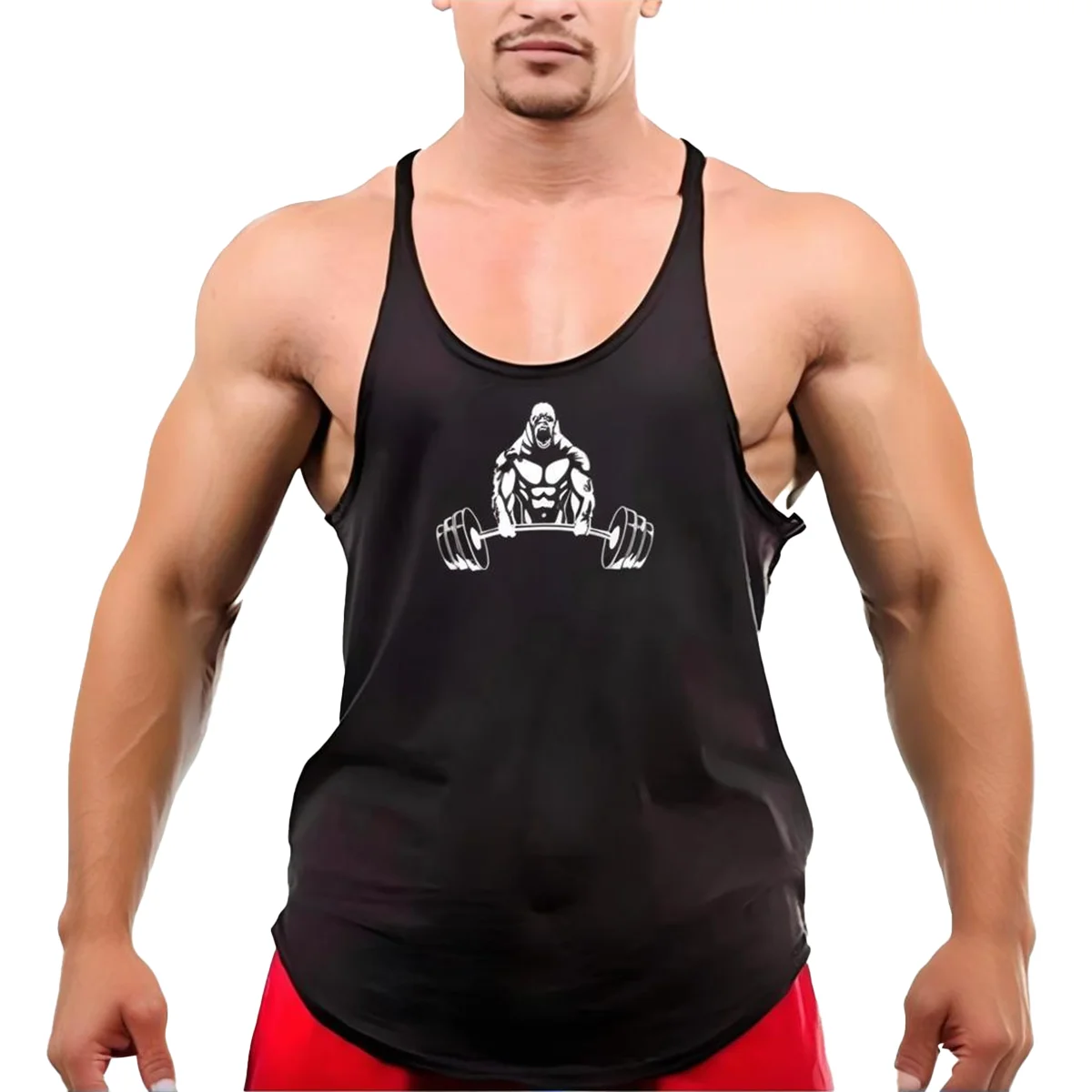 

Men's sportswear is made of competitive grade elastic fabric and designed for high-intensity bodybuilding training