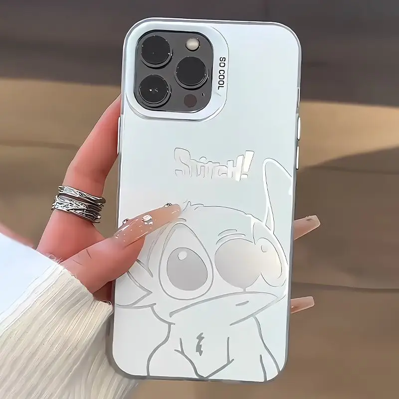 Disney Stitch Cartoon White Phone Case For iPhone 11 12 13 14 15 Pro Max 7 8 Plus X XR XS MAX Mini Y2k lovely Anti Fall Cases