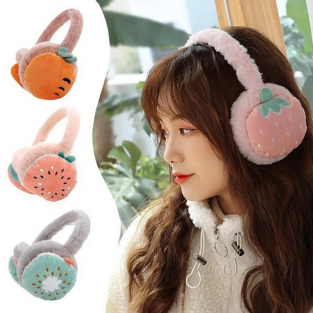 Earmuffs Fruit Shape Thick Elastic Plush Anti-slip Ear Protection Adjustable Pineapple Outdoor Ear Cover For Skiing