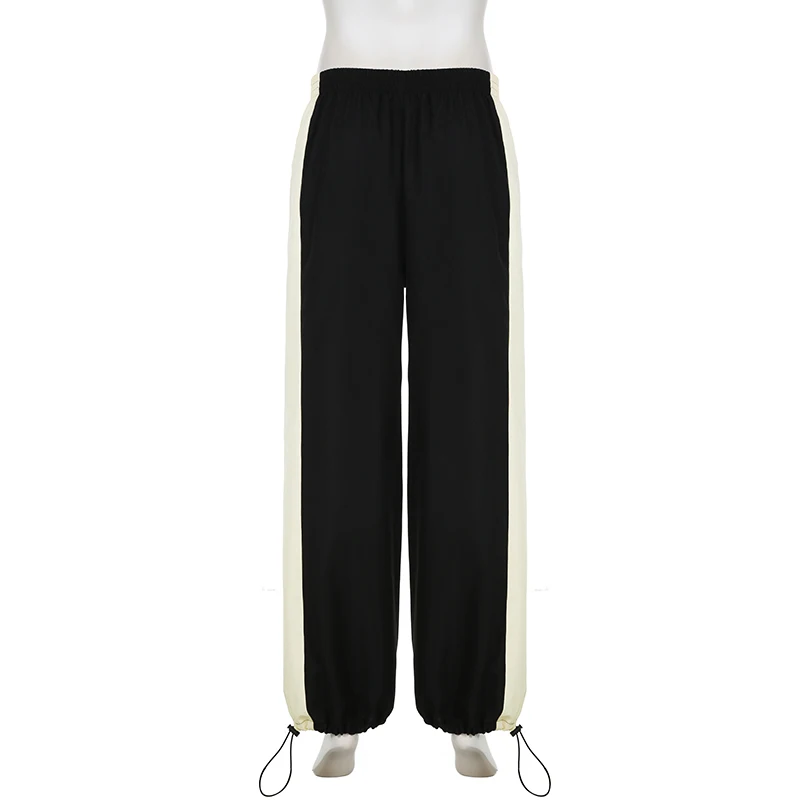 BIIKPIIK Casual Loose Contrast Color Women Jogger Pants Fashion Elastic Waisted Side Stripe Trousers Sporty All-match Sweatpants