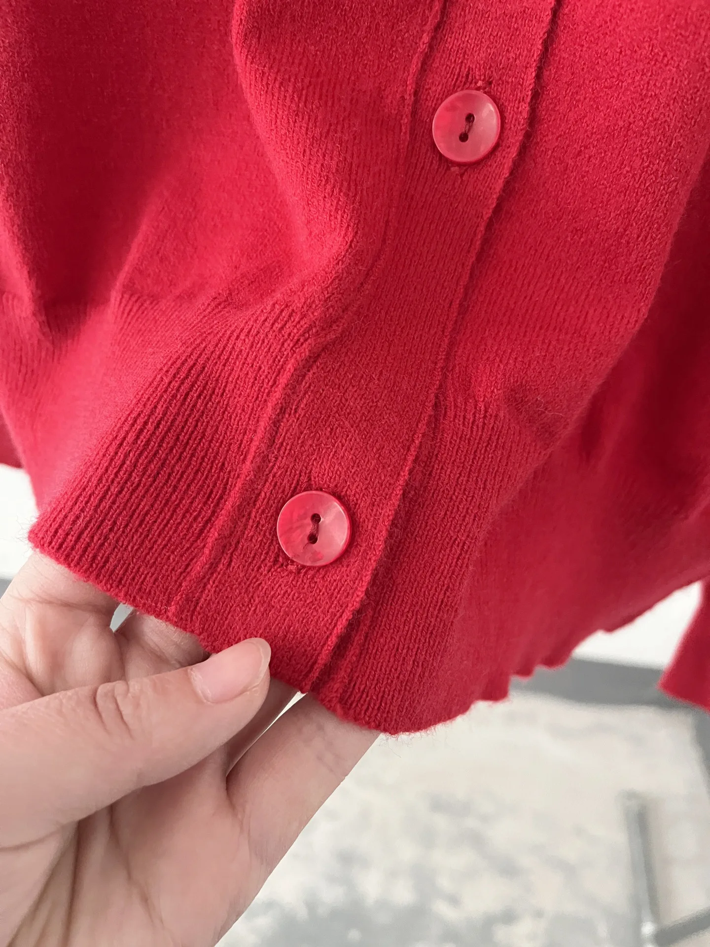 Women's Round Neck Red Knit Cardigan Long Sleeve Female Single-breasted Sweater Knitwear image 4