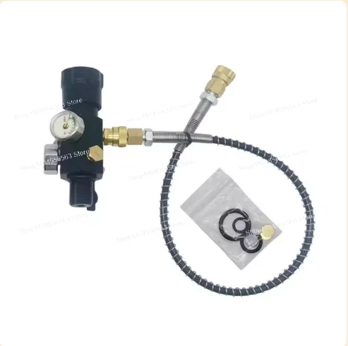 

HPA Inflatable Valve 5/8"-18UNF Thread Dual Pressure Gauge 50cm Spring Tube