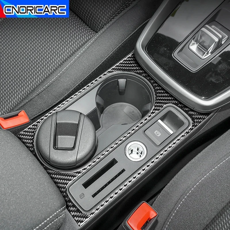 

LHD For Audi A3 8Y 2019 2020 2021 Interior Center Console Water Cup Holder Frame Cover Car Accessories Carbon Texture Trim