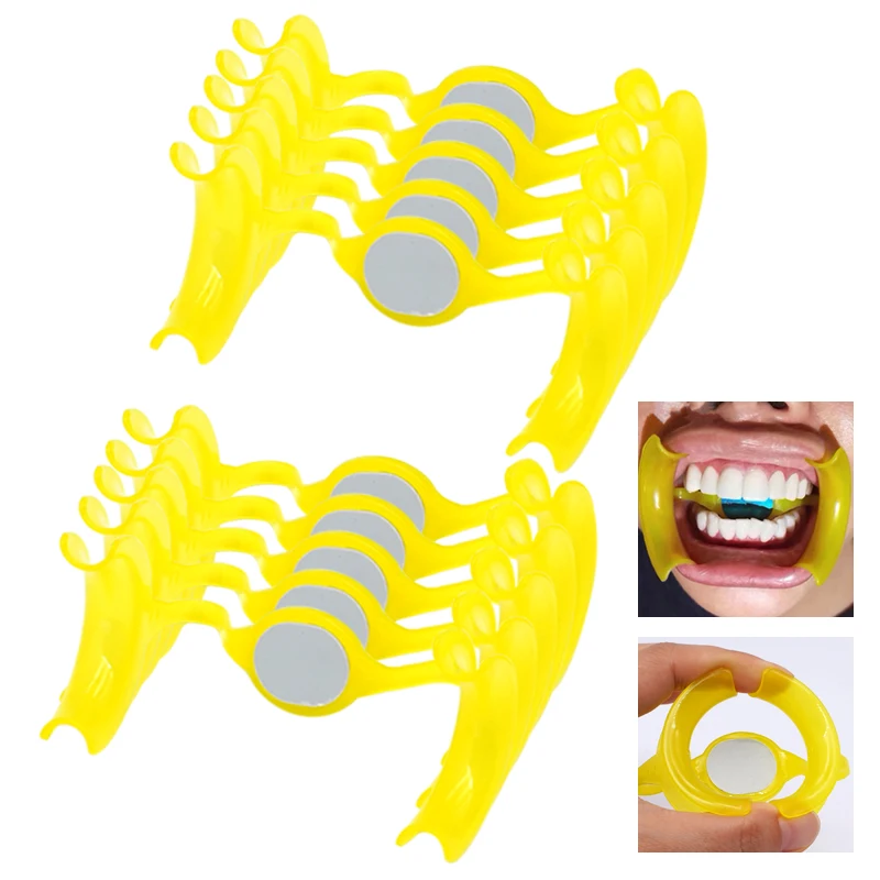 10PCS M-Type Mirror Opener, Plastic Yellow Oral Support, Disposable Dental Accessories, Oral Opener