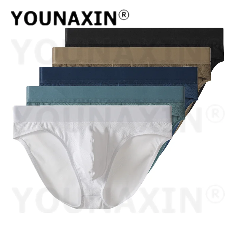 5 Pieces Men's Sexy Briefs Comfort Trendy Triangle Low Rise Sexy Breathable Stretch Big Pouch Underwear M L XL 2XL YOUNAXIN