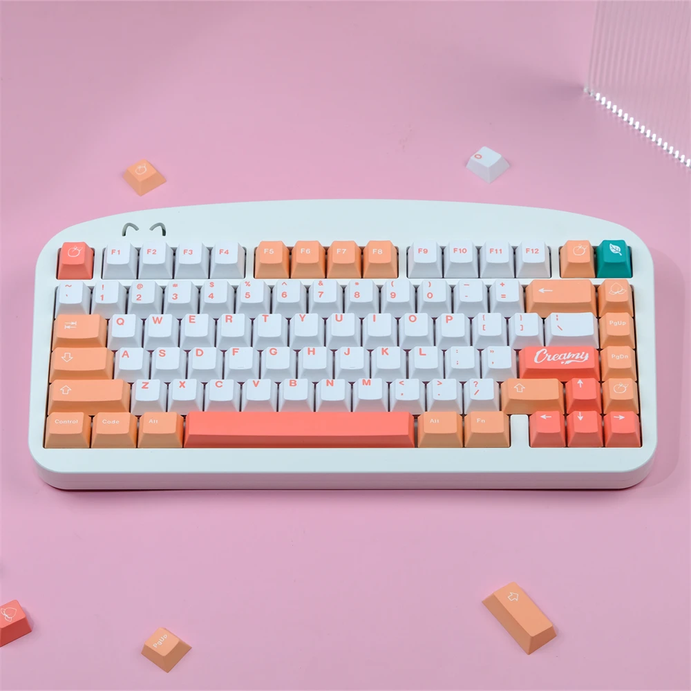 GMK Peach Keycaps, 129 teclas, PBT, sublimação de corante, perfil cereja para Gateron, MX Switch, teclado mecânico, CEREJA