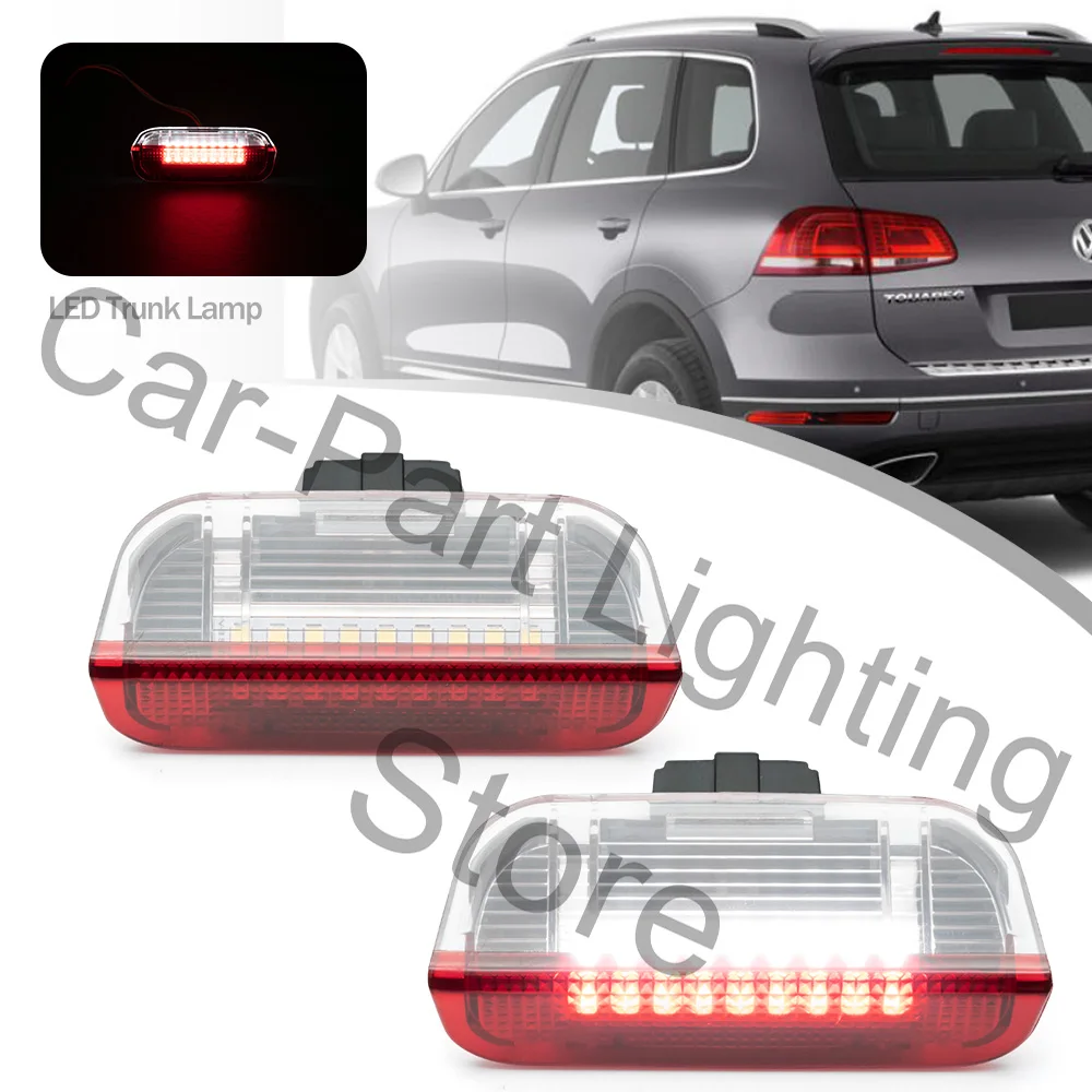 

2Pc Red LED Trunk Boot Lamp Compartment Light For VW Touareg II MK2 10-18 Golf Plus 05-07 Interior Courtesy Luggage Ceiling Lamp