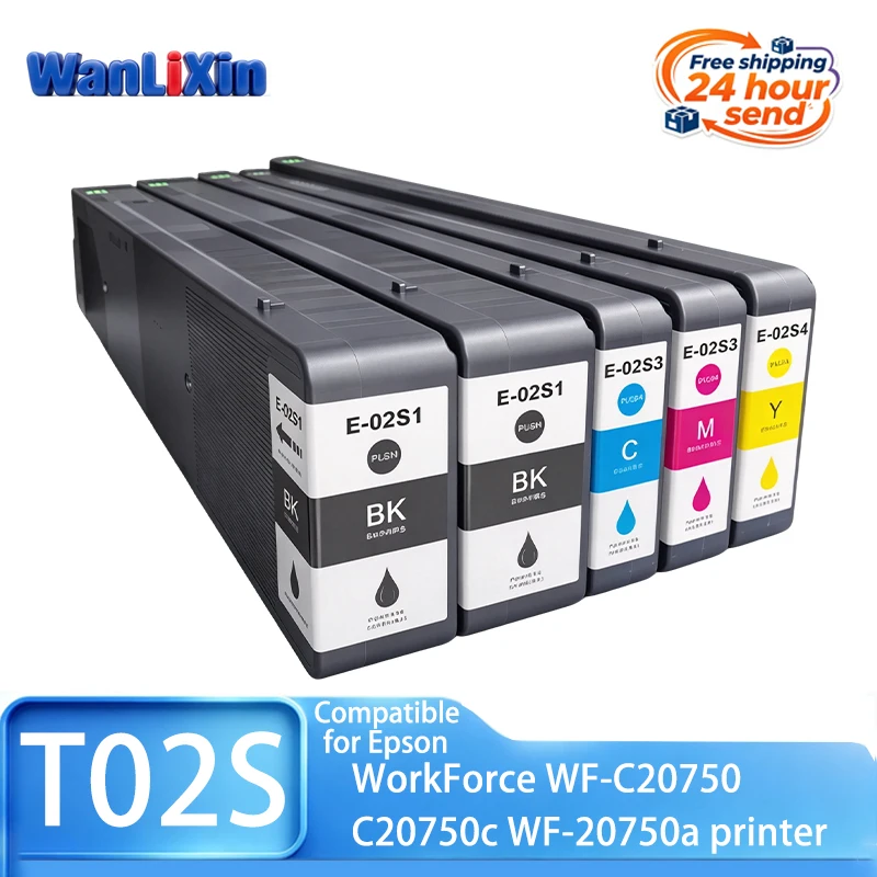 1 pcs T02S T02S1 T02S2 T02S3 T02S4 Ink Cartridge With Chip Compatible For EPSON WorkForce WF-C20750 C20750c WF-20750a Printer