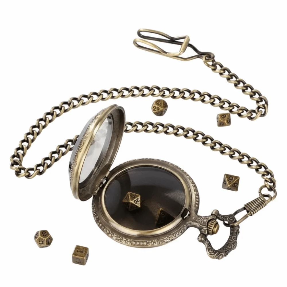 Alloy Dice Watch Case Detachable Waist Chain Dice Storage Structure Vintage Pocket Watch Shell Transparent Cover Retro