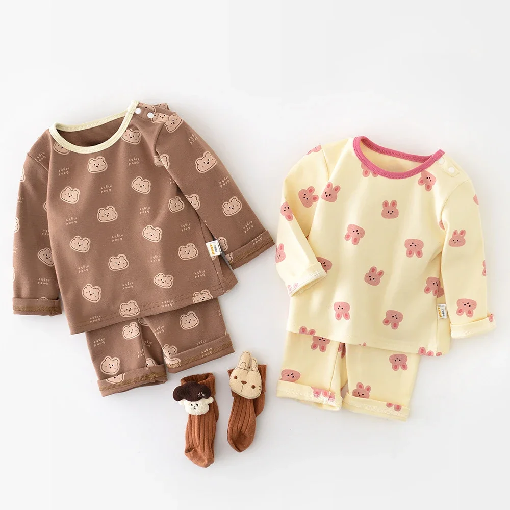 

9m -3T Baby Pajama Suit Bunny Head Print Sleep Wear Autumn New Sleep Wear Baby Girls Indoor Clothes