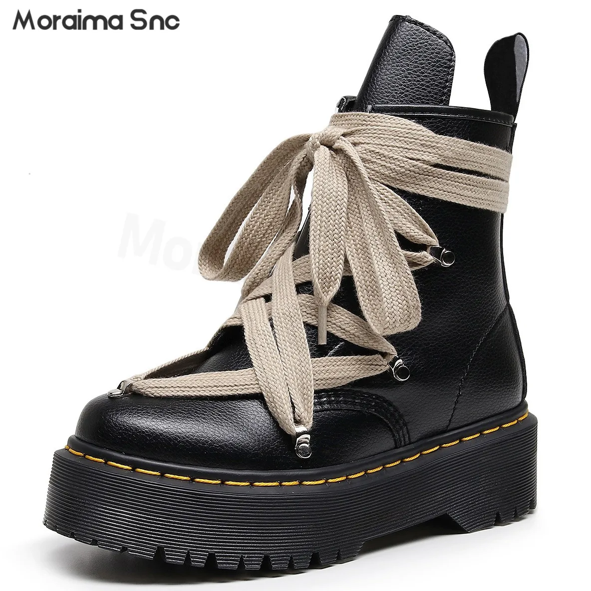 Cross-Strap Pebbled Boots Round Toe Thick Sole Personality Short Boots Side Zipper Leather Fashion Large Size Women's Boots