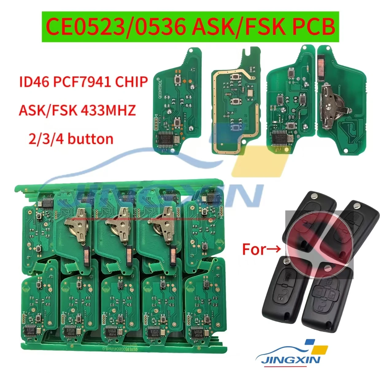 

Jingxin 2/3/4BT PCB For Peugeot 407 407 307 308 607 Citroen C2 C3 C4 C5 ASK/FSK Remote Key Circuit Board CE0523/0536 ID46 7941