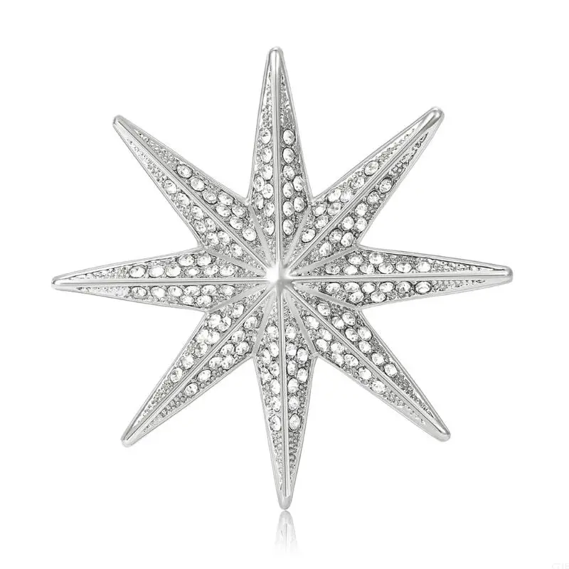  Stylish Eight Point Star Brooch Pin Alloy For Adding Fashionable Accent To Clothing Work And Social Event
