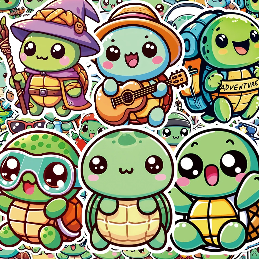 

10/30/60pcs Cute Green Turtle Animal Cartoon Stickers Waterproof Graffiti DIY Luggage Phone Laptop Decals Decoration Supplies