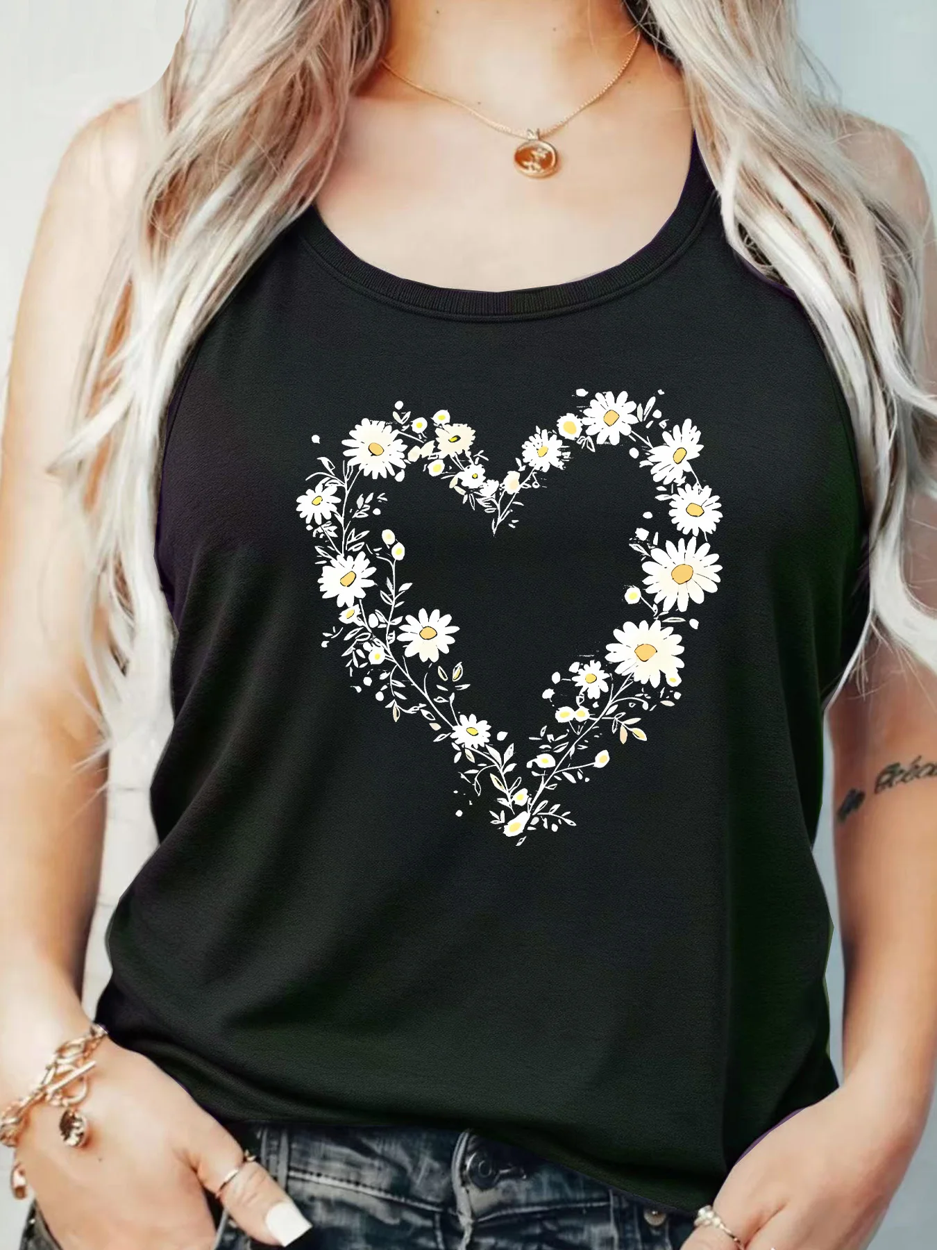 

Loose Fit Printed Pocket T-Shirt for Women with Ribbed Collar round Neck 1-8XL plus Size Comfortable Casual Vest