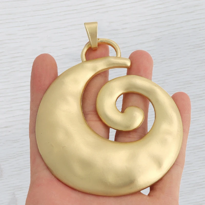 1pc Genuine Gold Color Large Bohemia Round Medallion Charms Plated Boho Pendants for DIY Necklace Jewellery Making Finding - view 6