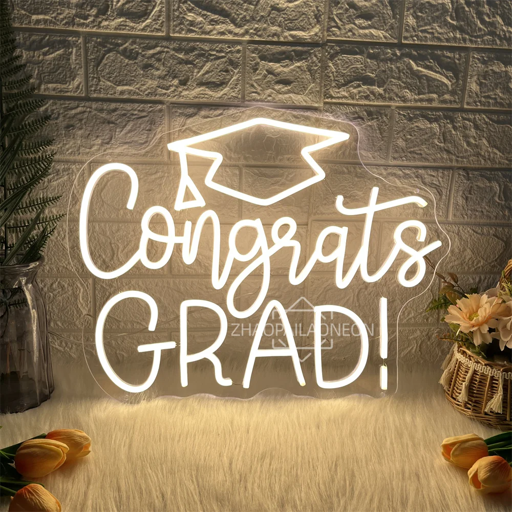 

2025 Congrats Grad Led Neon Sign Wall Hanging Room Decor Graduation Ceremony LED Neon Signs For Party Bar Graduates Neon Lights