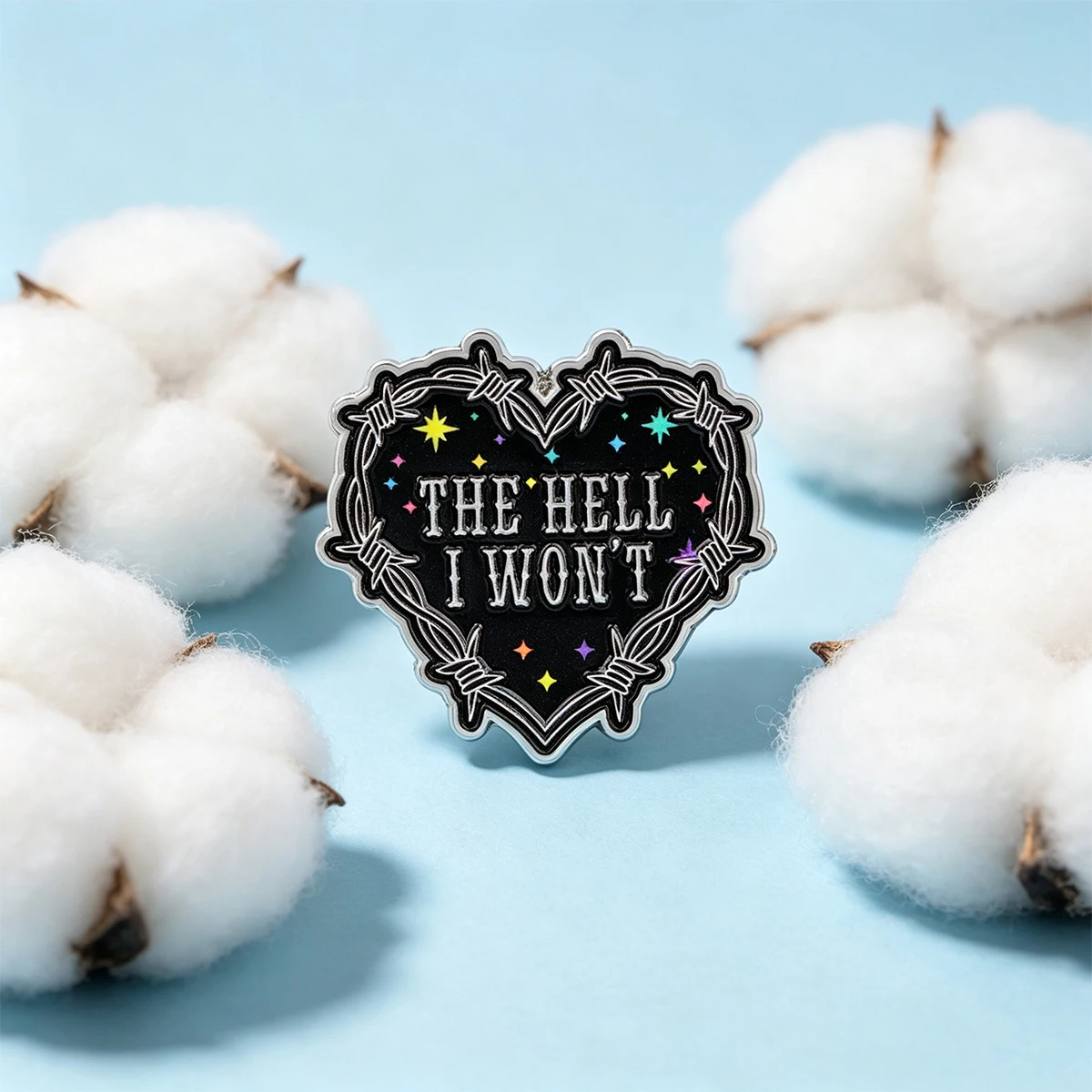 9 Stück Lustige Schwarze Herz-Emaille-Pins mit dem Zitat "THE HELL I WON'T", Brosche, Anstecknadel, Deko-Accessoires für Rucksack, Jacke, Kleidung, Geschenk – Detail 5