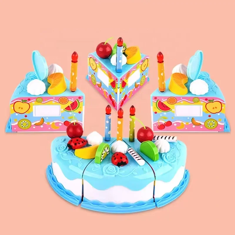 Enfants jouet Simulation bricolage gâteau d'anniversaire modèle cuisine semblant jouer maison coupe fruits nourriture jouet pour enfant en bas âge enfants cadeau garçon fille