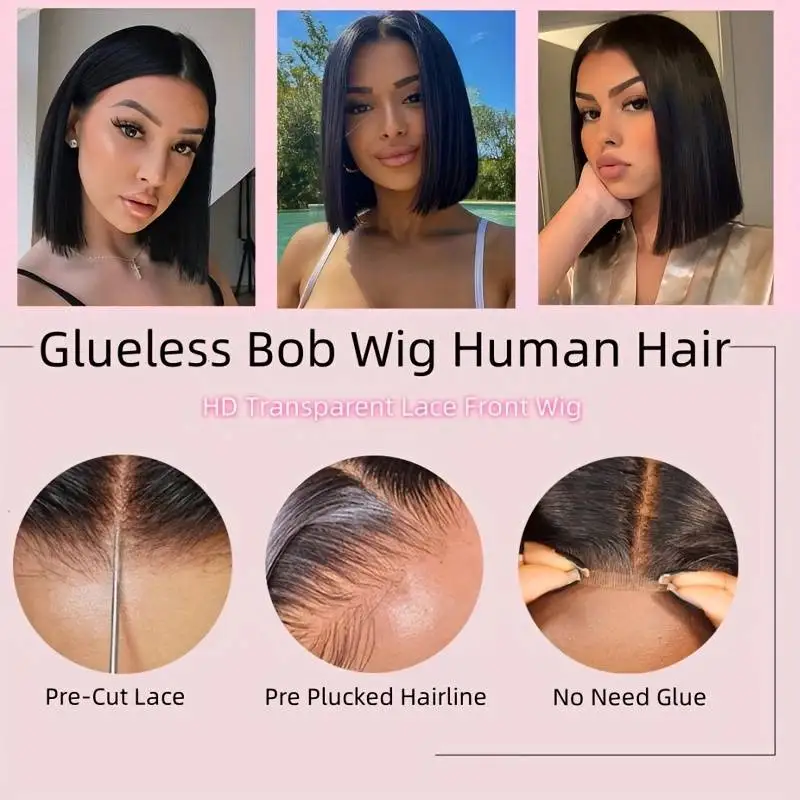 Прямой парик фронта шнурка Полный парик человеческих волос на шнуровке для женщин Человеческие волосы 12 дюймов 4x4 Bone Прямые Hd парики фронтальной части шнурка Человеческие волосы