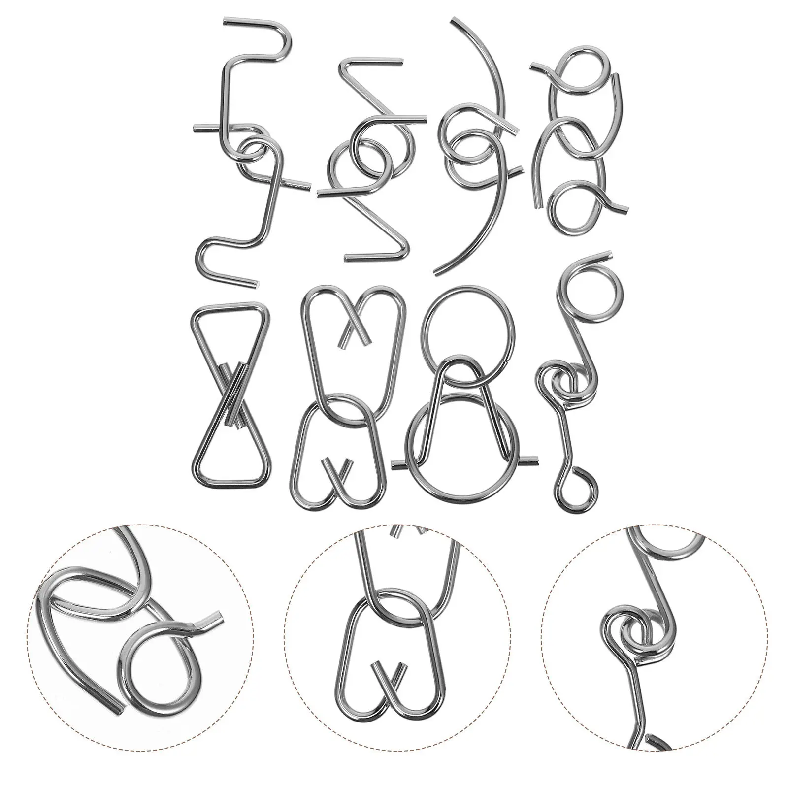 

1Set 9 Rings Puzzle Game Metal Brain Teaser for Kids Adults Educational Disentanglement Challenge Interlock Logic Training