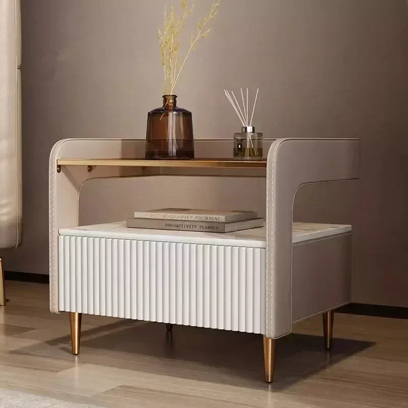 Modern Induction Lamp LED Night Table Drawers Gamer Storage Cabinet Bedside Side Mute Table Mobilizer Bedroom Schrank Furniture