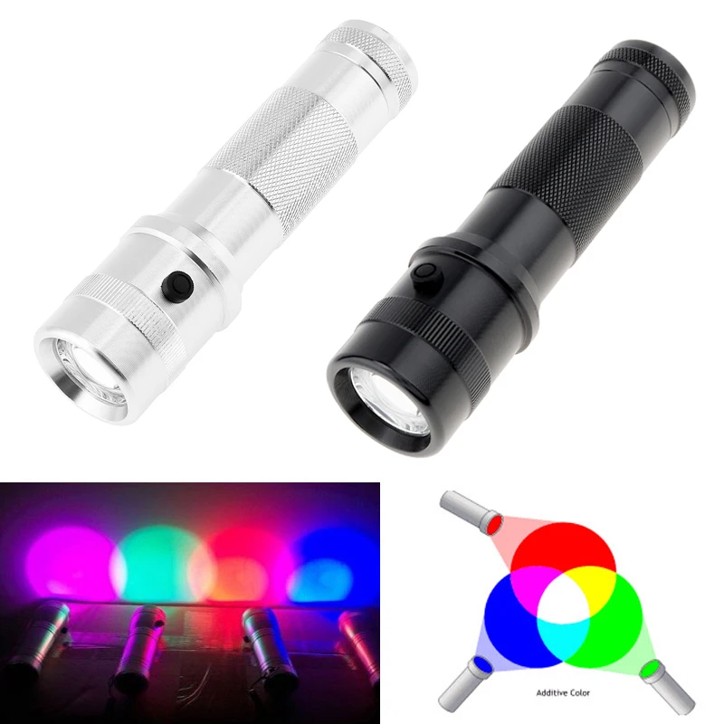 Latarka Colorshine 3W RGB zmiana koloru latarka Edison jednomodowy daleki zasięg światła wielokolorowa dioda LED tęcza 10 kolorów latarki