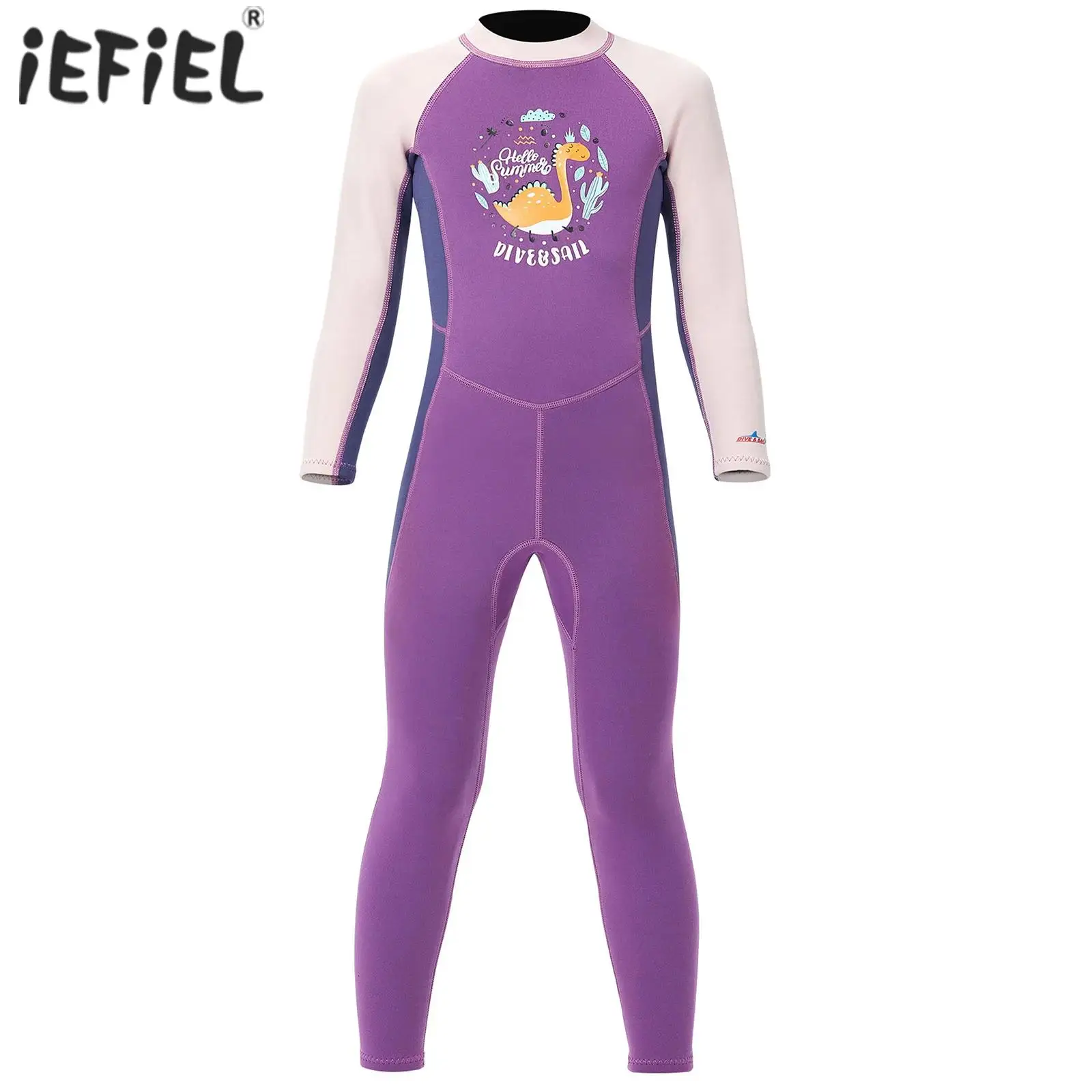 

Kids Girls Swim Jumpsuit 2.5mm Neoprene Wetsuit Full Body Leotard Long Sleeves Bodysuit for Beach Snorkeling Surfing Swimwear