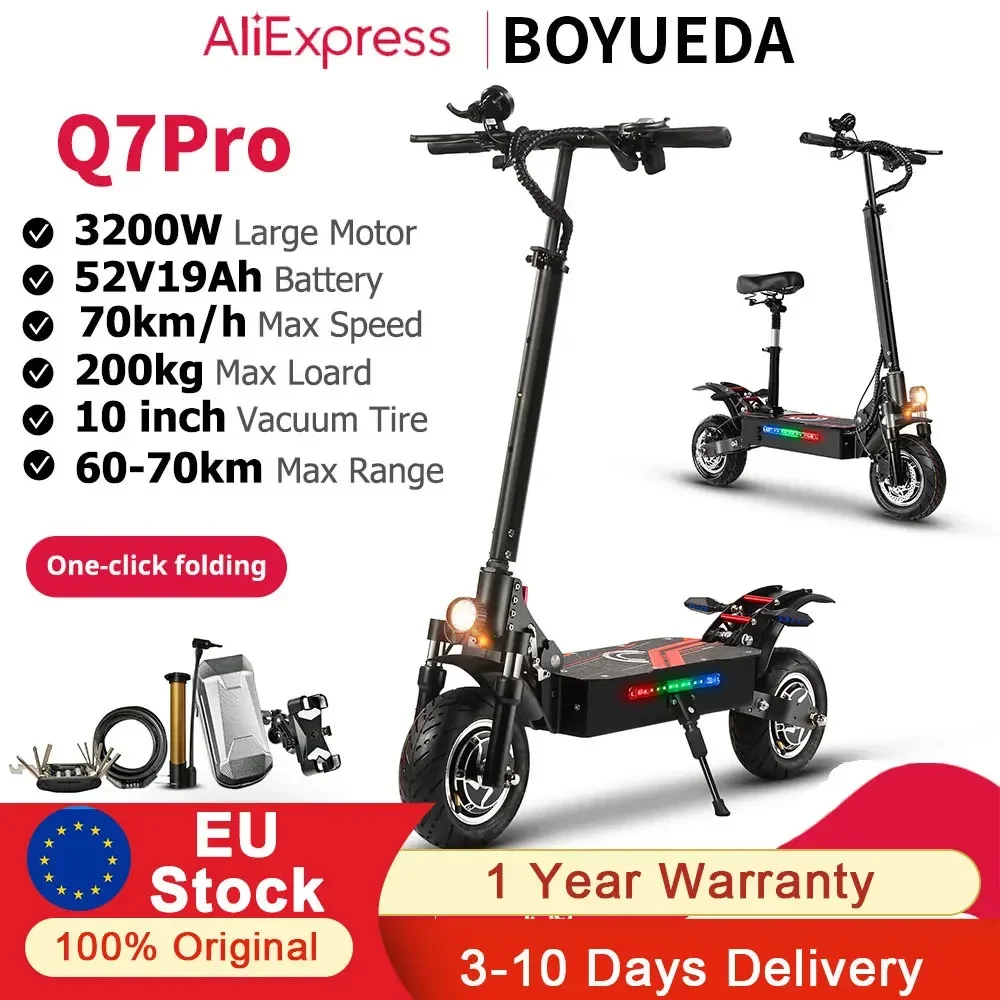 BOYUEDA Q7Pro Patinete Eléctrico Todoterreno – Motor Dual 3200W