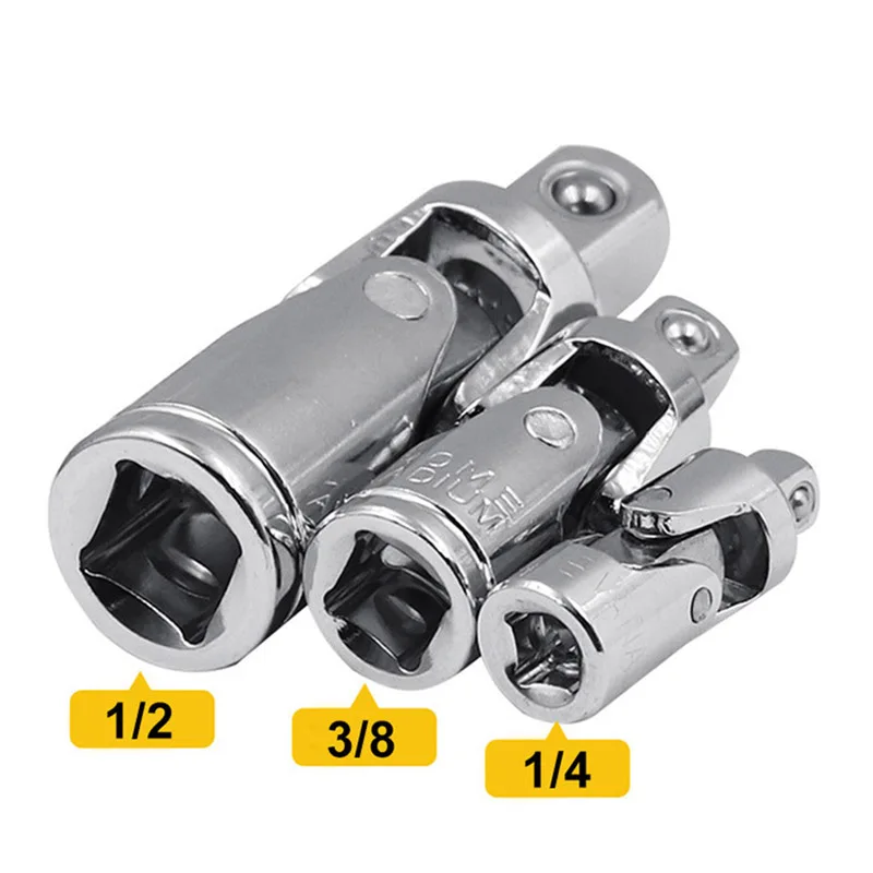 

1/4" 3/8" 1/2"Universal Joint Set Ratchet Angle Extension Bar Socket Adapter Tools Manual and Pneumatic Bendable Adapter Socket