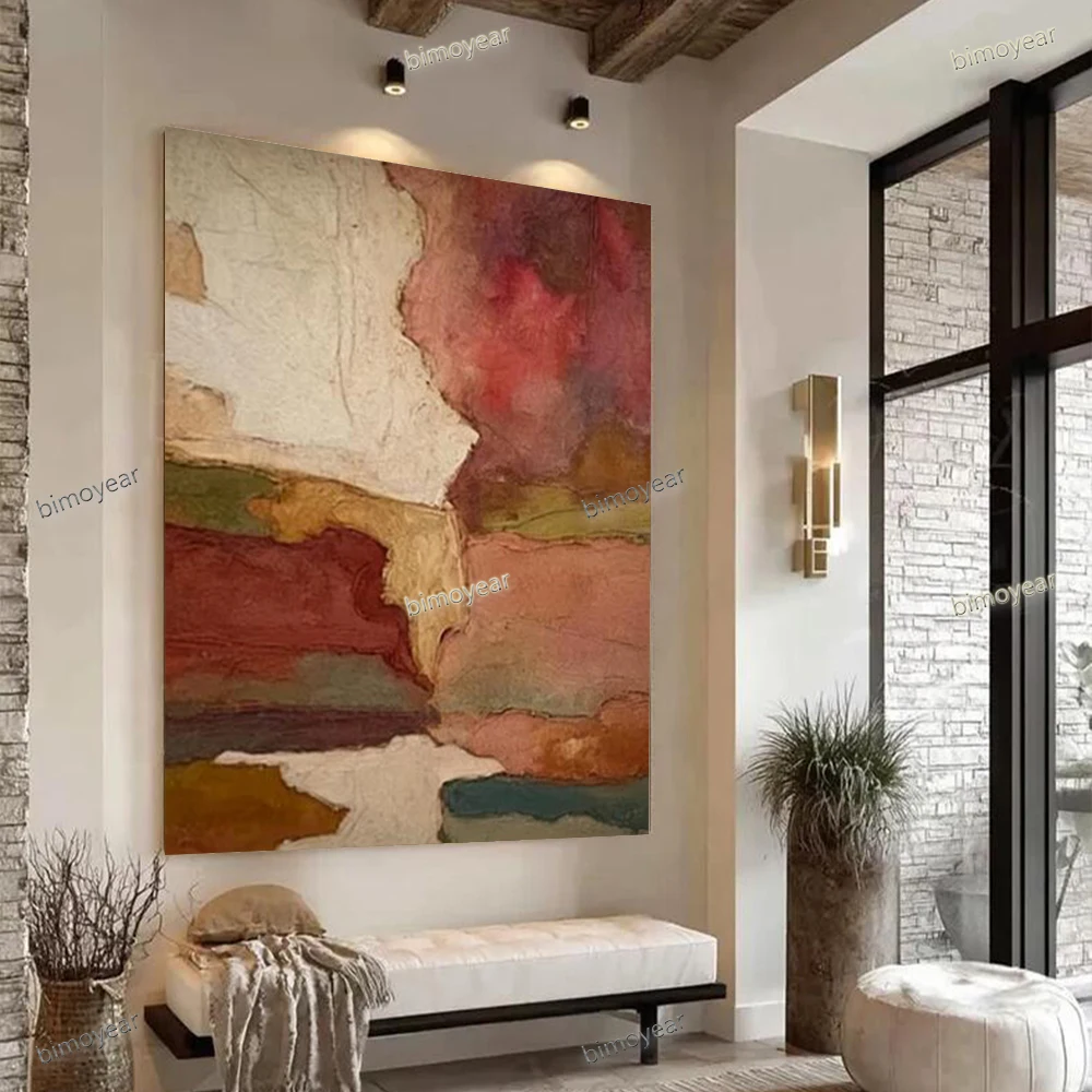 

Nordic Modern Handmade Gold Oil Painting Abstract Volcano Landscape Canvas Mural - Unique Home Hotel Wall Art picture Decor Room