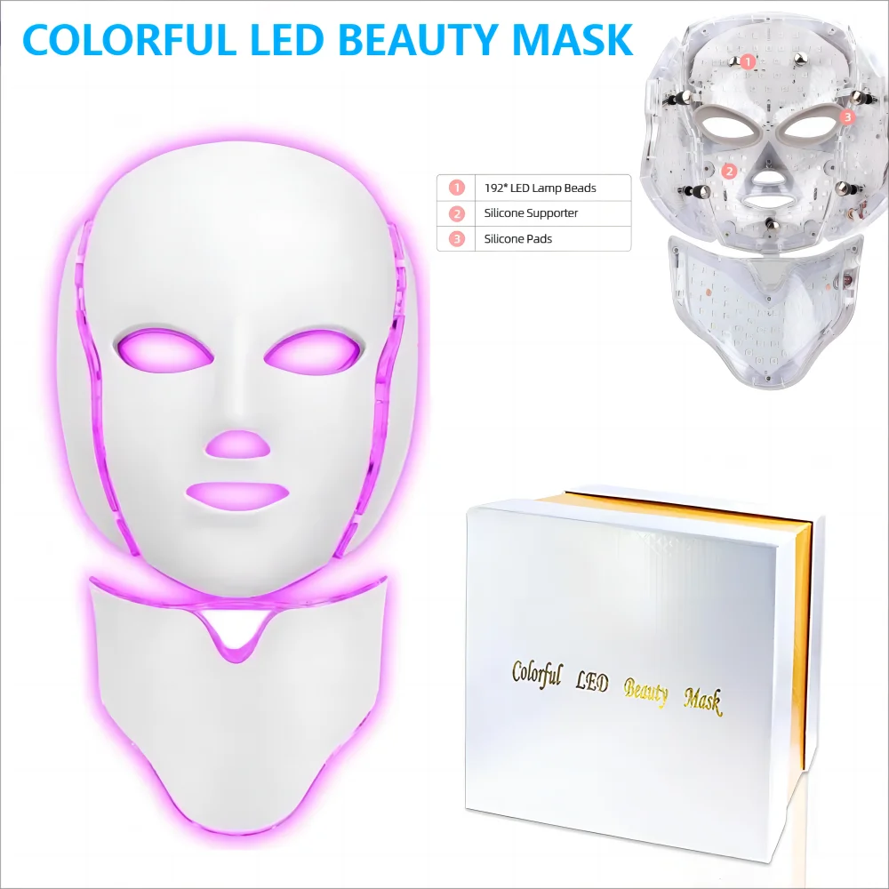 Mascarilla Facial con luz LED, máscara fotothérapie, antiojales, equipo de belleza, raffermissan, 7 colores