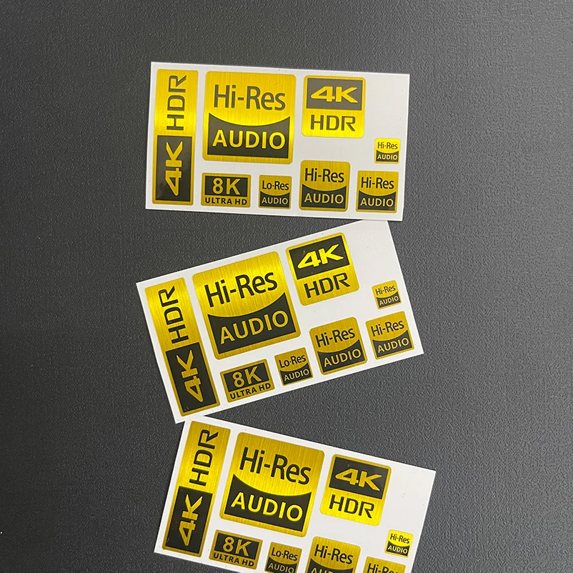 4K HDR Klein Goud Label HD 8K Camera Camera Digitale Speler Display Decoratief Geloof DIY Hoofdtelefoon Sticker Spot