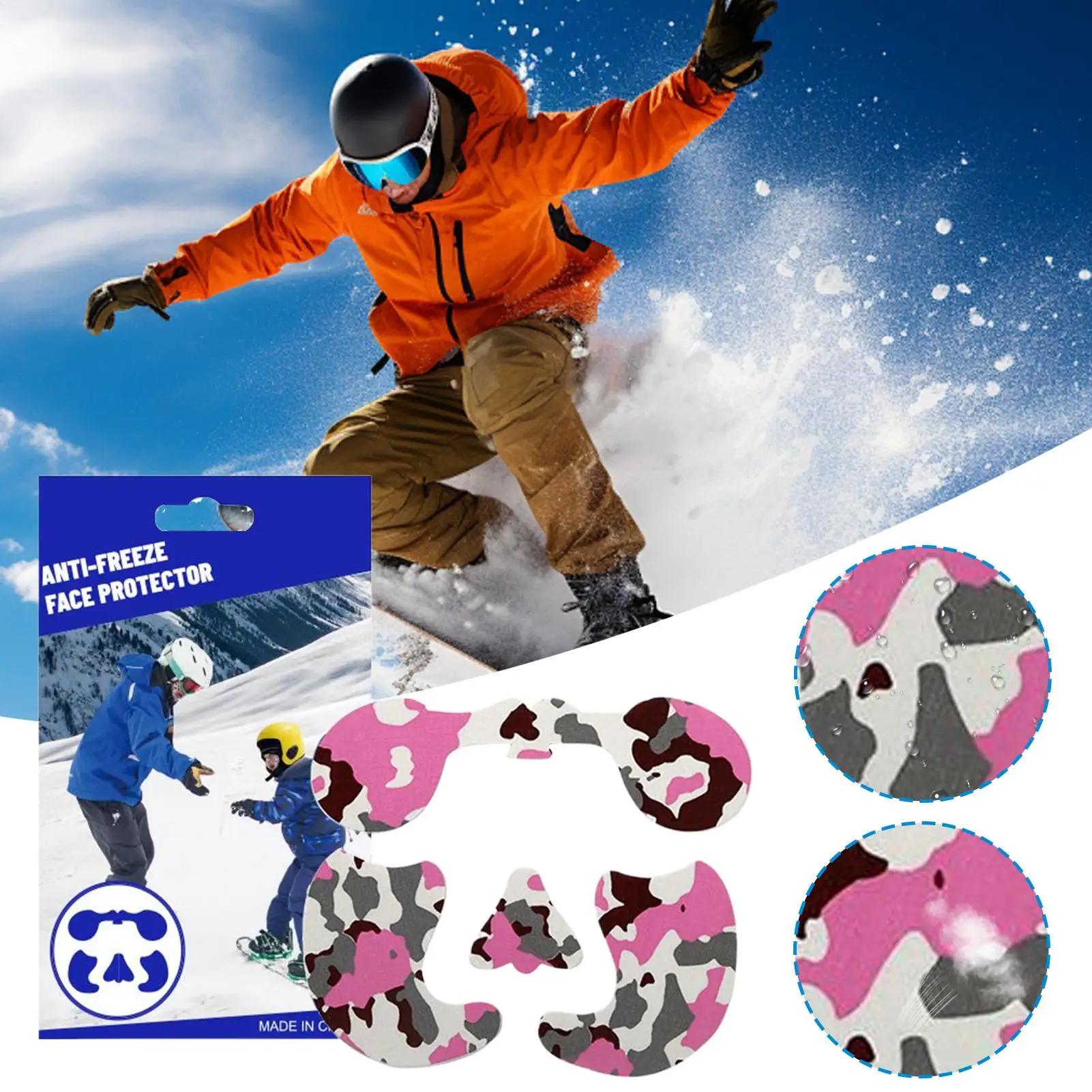 Adesivo facial de snowboard, adesivo respirável, proteção uv, clima frio, protetor solar, adesivo facial para inverno, pesca no gelo, escalada