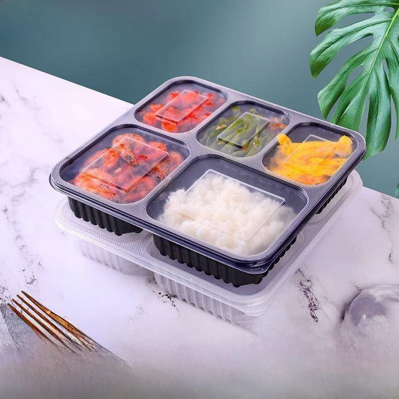 

Thickened Plastic Disposable Lunch Box Four Five Six Grids Soup Bowl Takeaway Fast Food Container Catering Meal Container