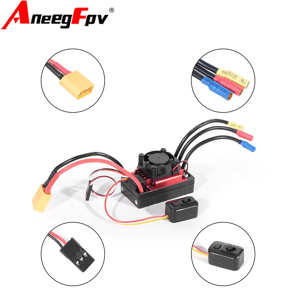 

AneegFpv Waterproof Dust-proof Brushless ESC Electric Speed Controller 35A 60A 2-3S for 1/8 1/10 1/12RC Car Crawler RC Boat