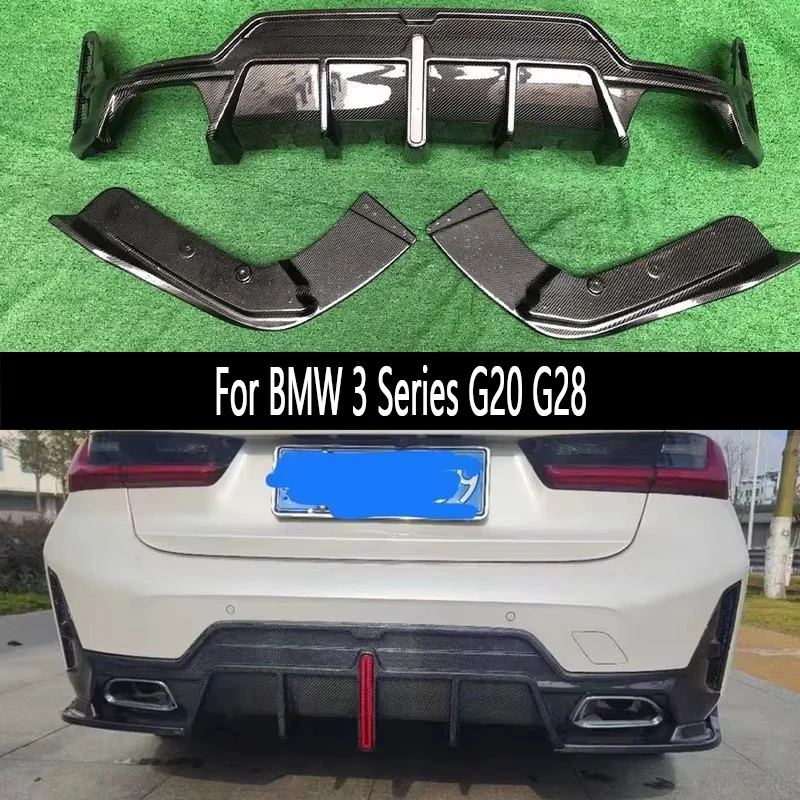 

Для BMW 3 серии G20 G28 2023 + диффузор из углеродного волокна, диффузор заднего бампера, спойлер, задняя губа, шунт, автозапчасти, комплект кузова