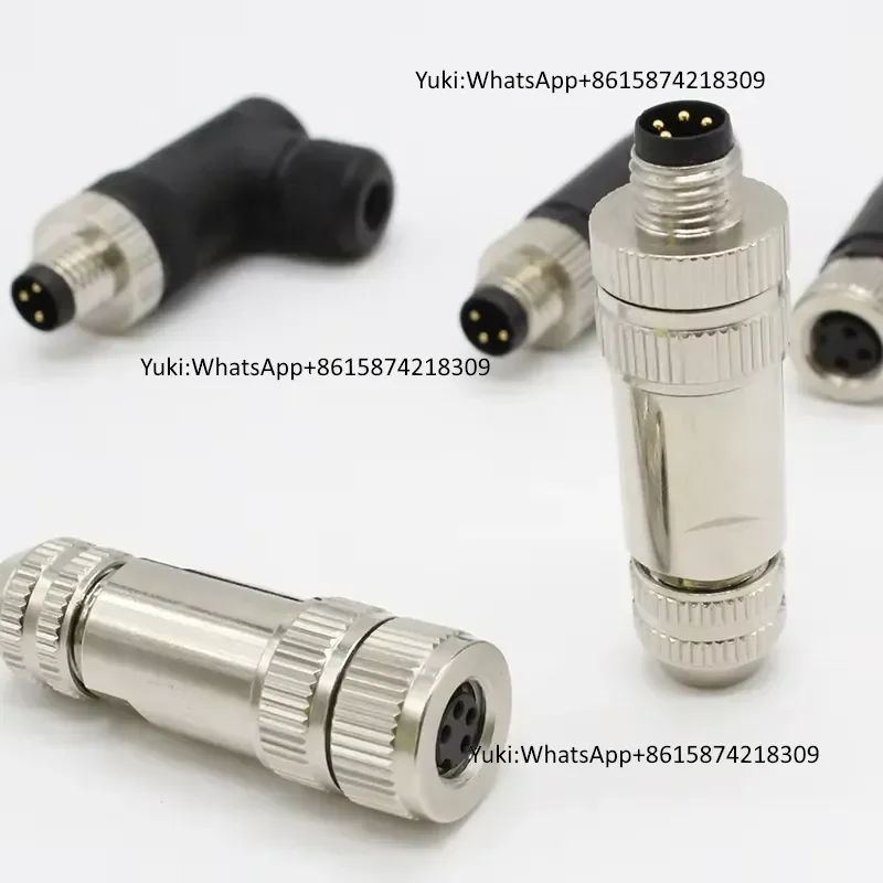 IP67 Waterproof M12 Metal  Connector 2-12 Pin Straight Male Female Power Sensor Plug Socket for Industrial Automation