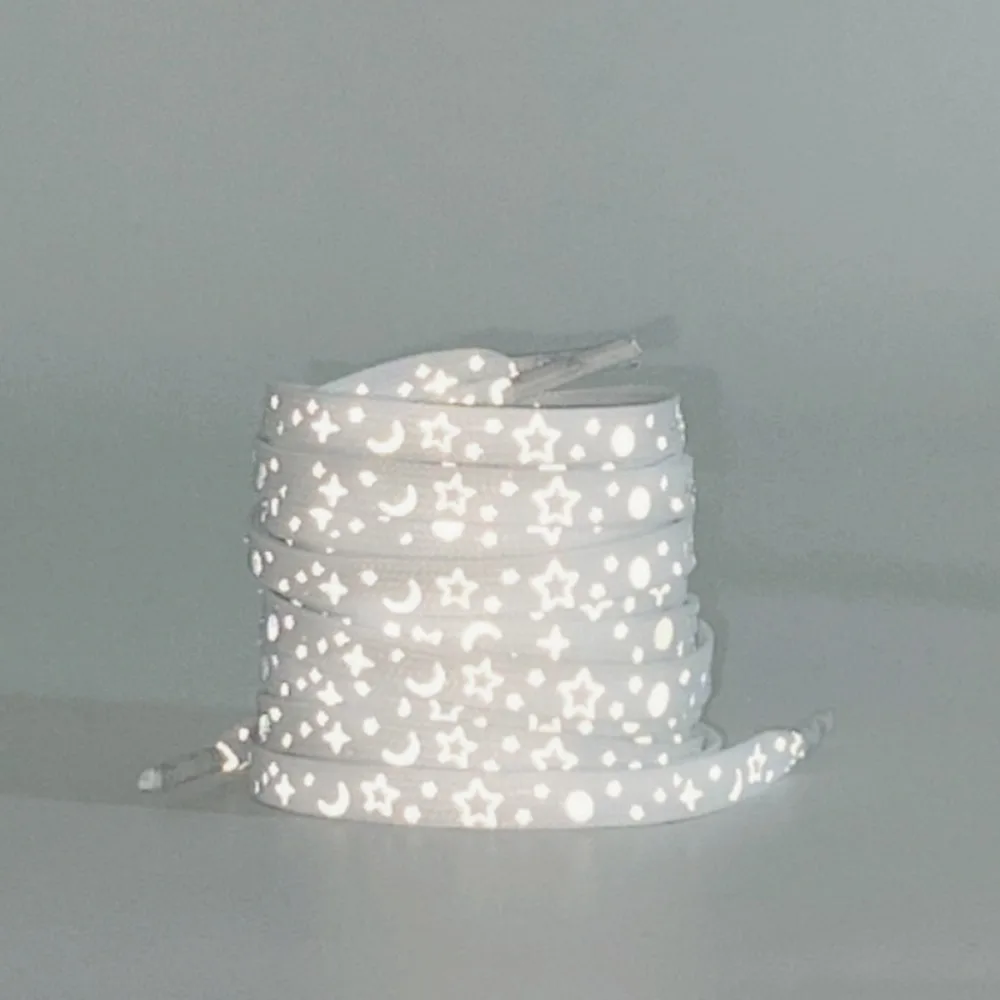 New Reflective Star Canvas Shoelaces Double-sided Versatile Flat Laces High-bright Luminous Sneakers ShoeLaces Unisex