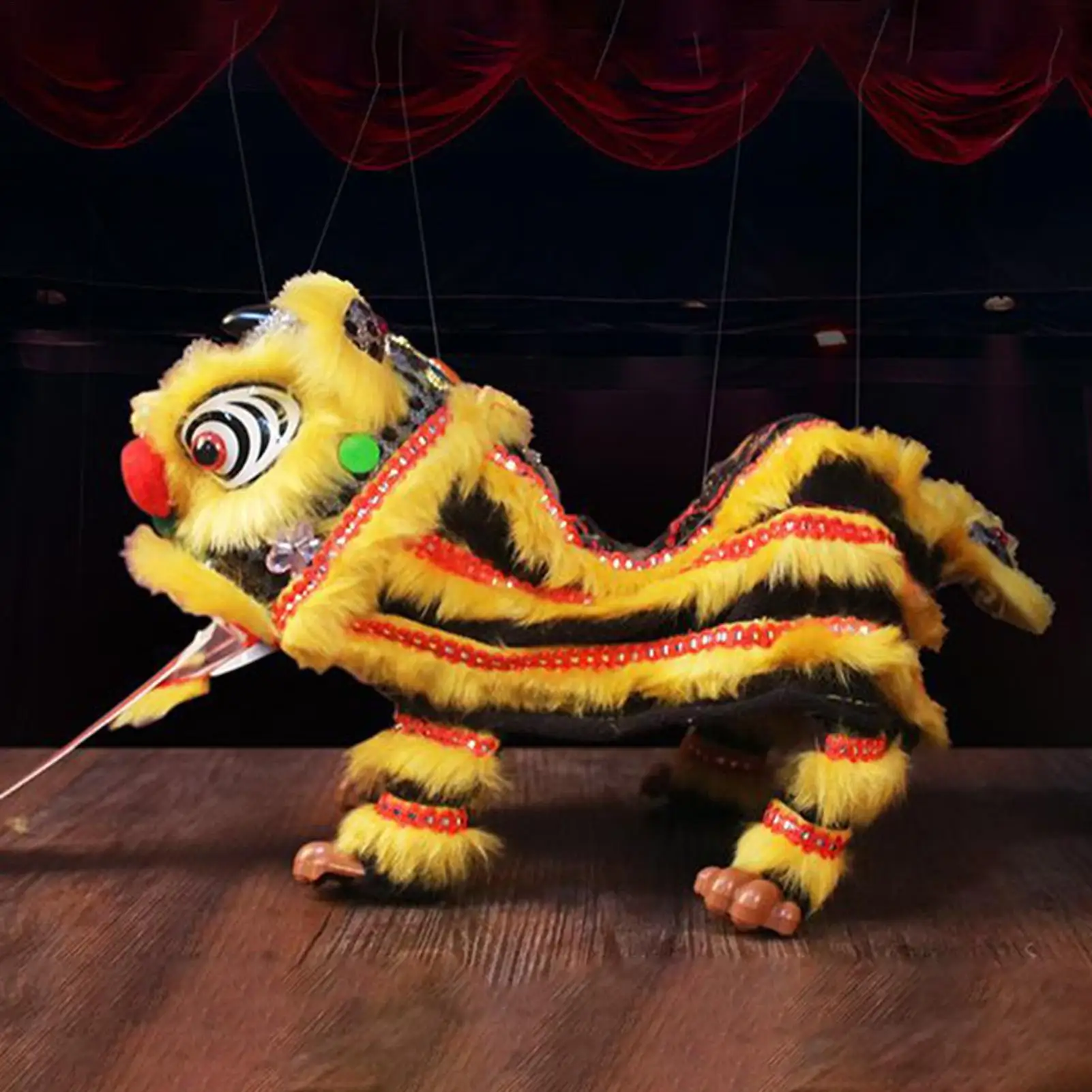 String Puppet With Rod Lion Dance Traditional Chinese Marionette With String Cultural Toy Artistic Design For Festivals School