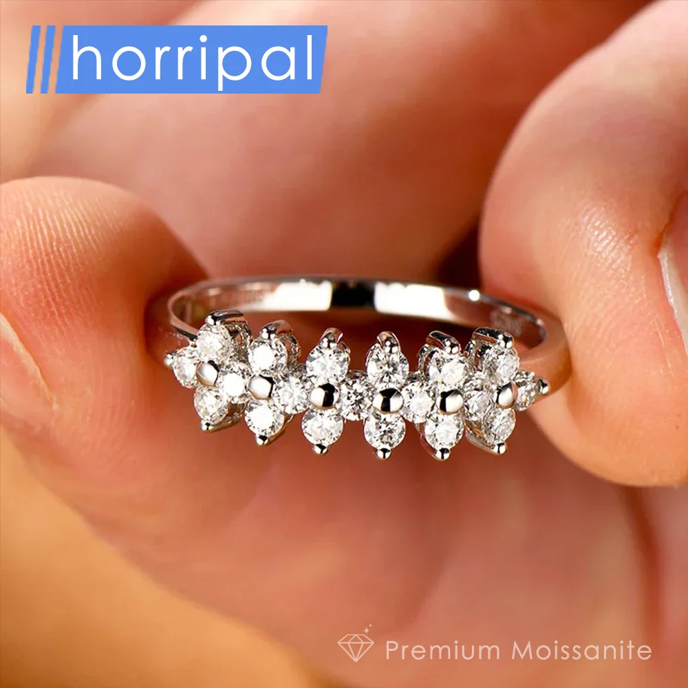

Moissanite Wedding Rings for Women D VVS1 Brilliant Round Cut Lab Created Diamond S925 Sterling Silver Dainty Moissanite Ring