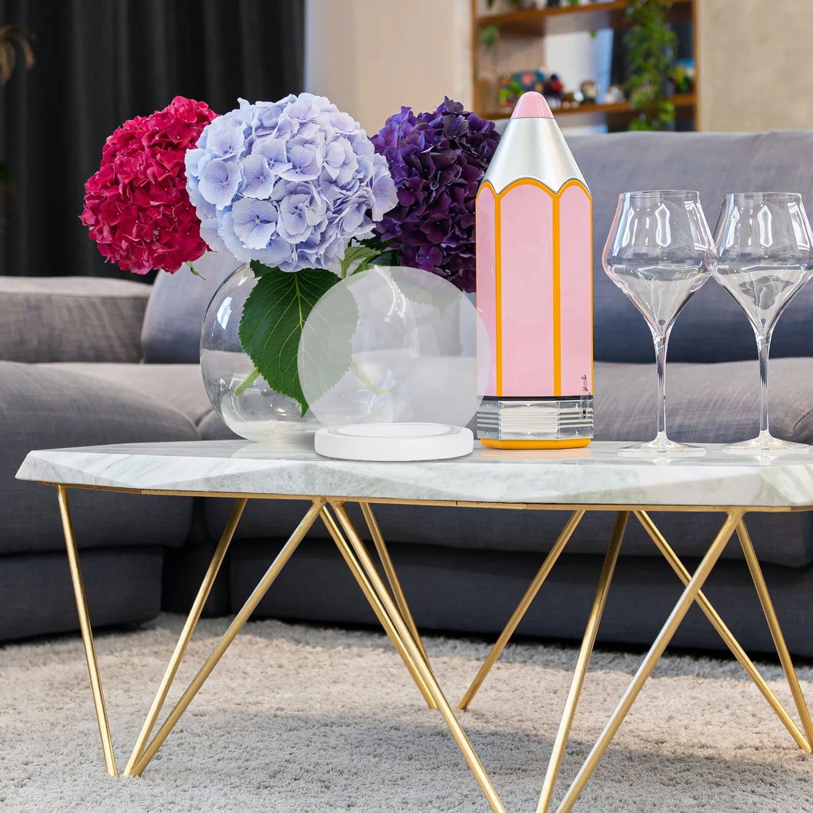 

Стеклянный купол-витрина для стабилизированных цветов, вечных цветочных композиций, декора для микроландшафтов, настольный или настенный центральный элемент декора, 1 шт.