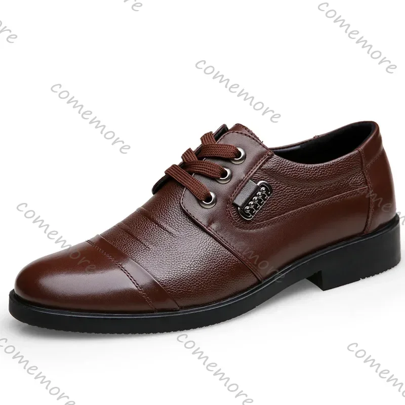 Men's Cow Leather Dress Shoes Business Office Party Formal Footwears Comfort Fashion Soft Soles Middle-Aged Elderly Male Loafers