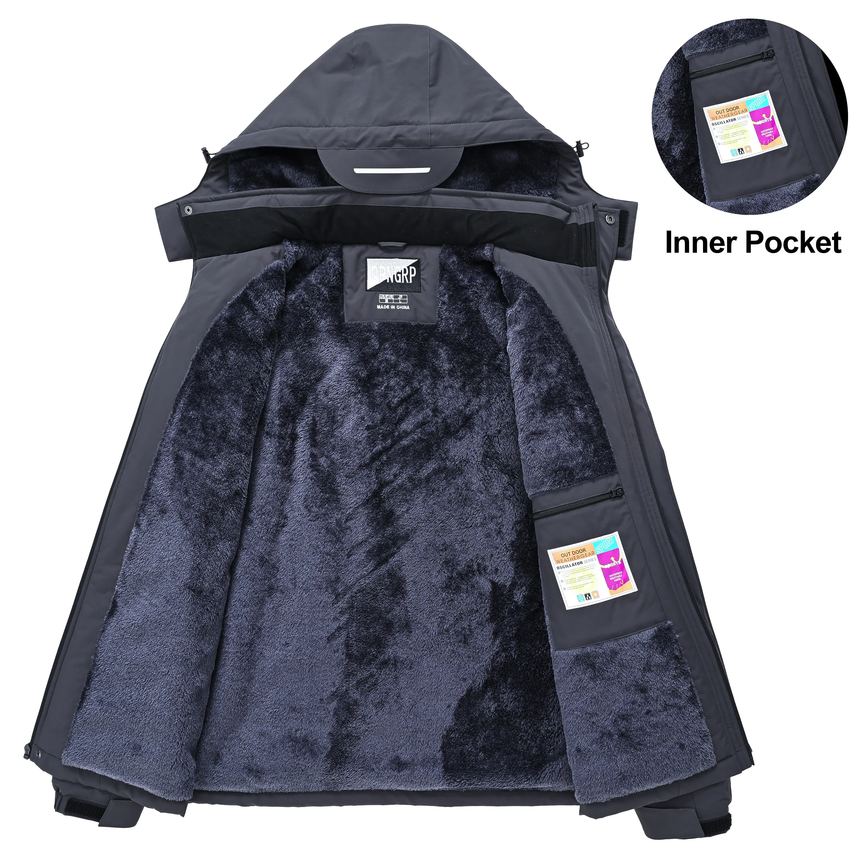 Winter Wasserdichte Winddichte Fleece-Gefütterte Jacken Herren Wanderjacken Outdoor Abnehmbare Kapuzenmäntel Ski Snowboard Oberbekleidung – Detail 28