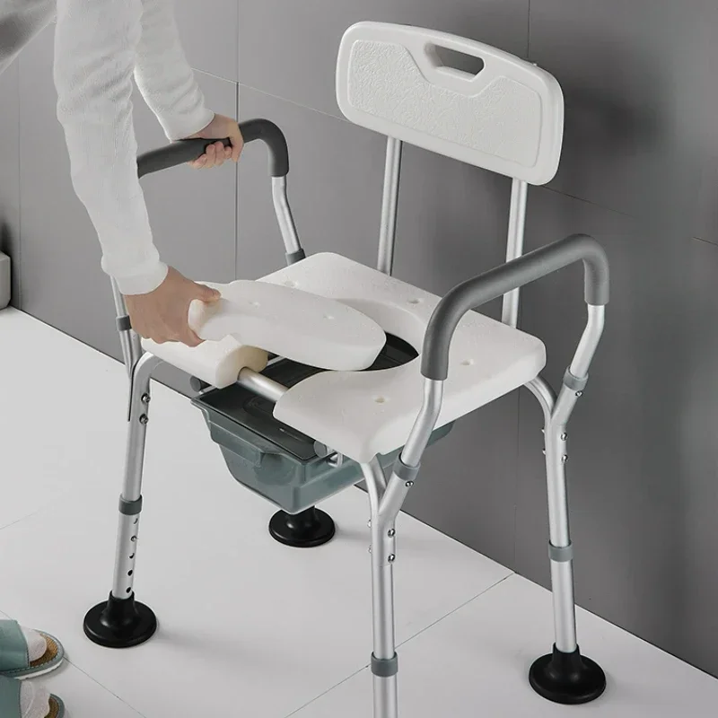 

Foldable Shower Chair for Elderly - Disabled Commode Chair, Large Backrest, No Drilling Required, Safe Bathroom Seating