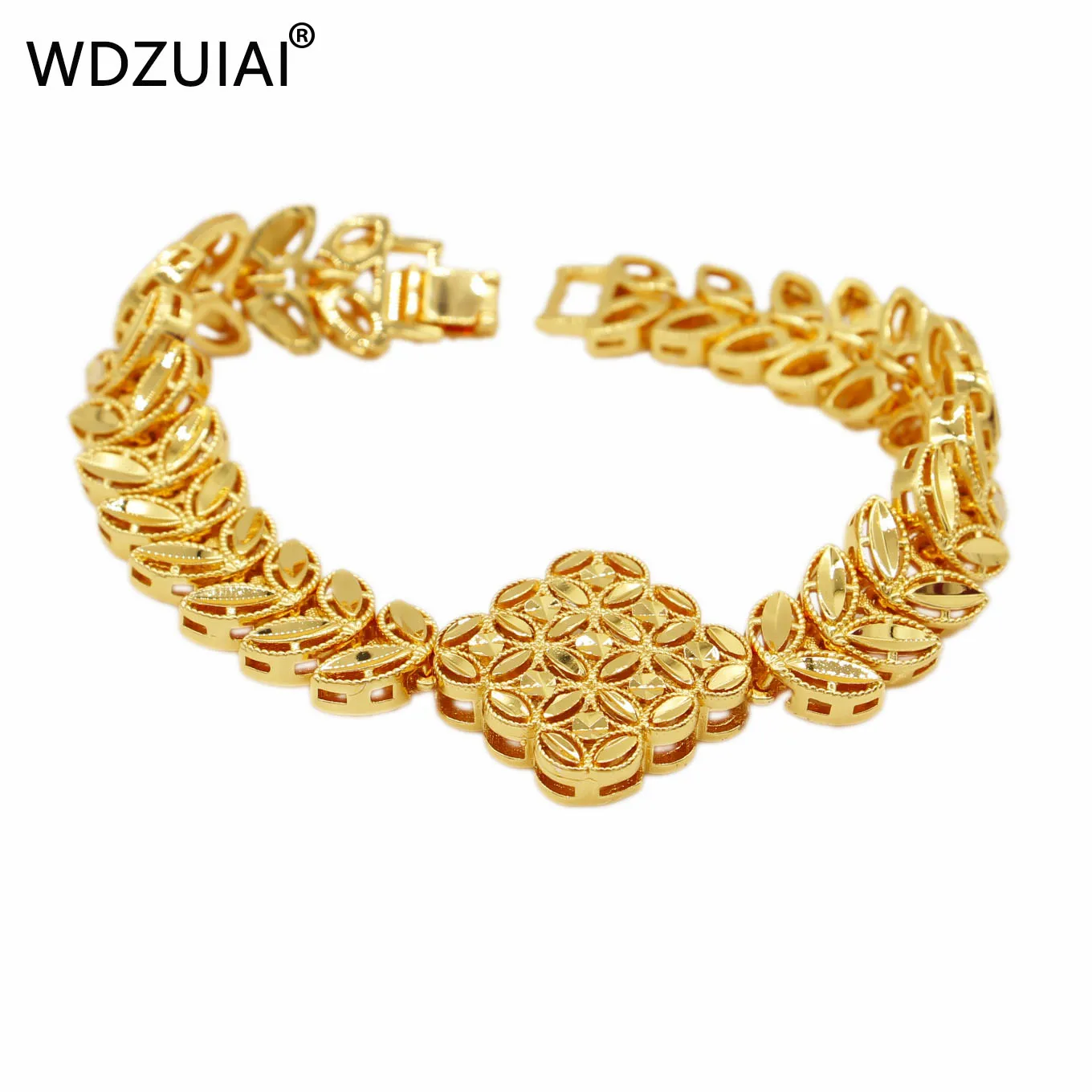 WDZUIAI Gold Color Carved Chain Bracelet for Women Girls African Arab Spain Lady's Party/Wedding Jewelry Bangle Wife/Mom Gifts