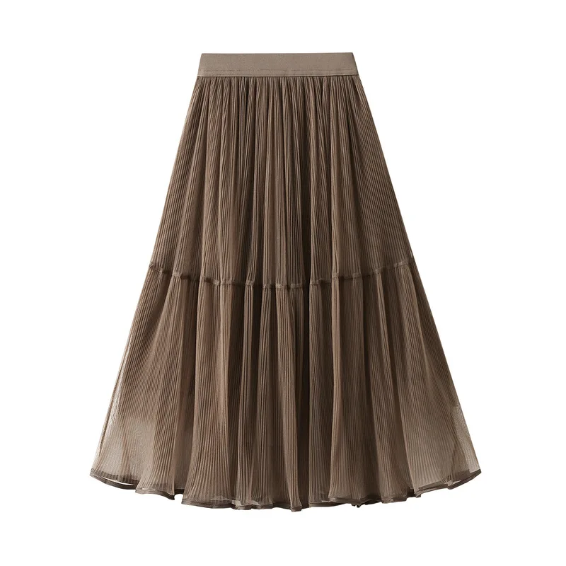 Temperament mesh cake skirt, mid to long style, large swing, fluffy fairy gauze skirt, A-line long skirt, 2026 women's clothing